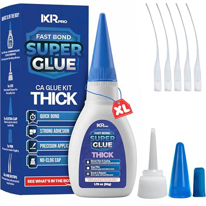 CA Glue Thick Viscosity Kit,1.75 oz. Cyanoacrylate Glue, Heavy-Duty Super Glue for Gap-Filling, Wood, Metal, Plastic, Furniture Repair, High-Strength Adhesive for Vertical and Overhead Surfaces - size: 1 Pack, style: Thick CA Glue
