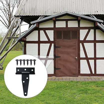 6 Pack 2 Inch T Strap Hinges, Shed Door Gate Hinges, Heavy Duty Black Outdoor Tee Hinge for Wooden Fences, Barn Door Gates Hinge for Shed Door Hardware - size: 2 Inch