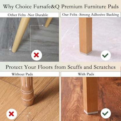 Fursafe&Q Felt Furniture Pads for Hardwood Floors - Self Adhesive Chair Felt Pad, Furniture Feet Floor Protectors, Furniture Sliders Protect from Nicks and dents, Anti Scratch 136 Pcs Beige Square - size: 136 Pcs Beige Square Pads