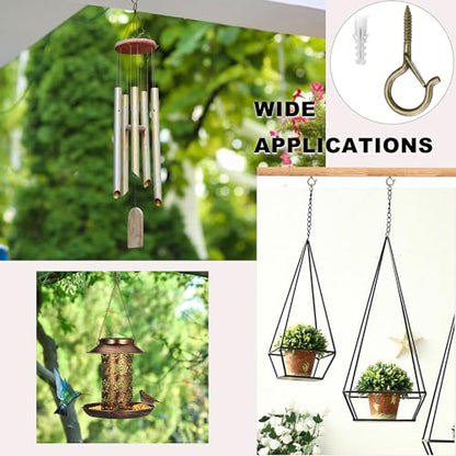 PlusRoc 20Pack Ceiling Hooks for Hanging Plants Outdoor String Lights Heavy Duty, 2.2 Inch Eye Hook Screw in Cup Hooks Q-Hanger for Patio Lights, Wall Wood Fence Deck Mount(Bronze) - color: Bronze