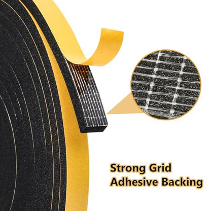 13Feet Weather Stripping (1/2 Inch X 2/5 Inch) Door Seal Strip, Strong Adhesive, Lightproof, Soundproof, Weatherproof Foam Tape Insulation for Sliding Door, Front Door Frame, Windows- Black - size: 1/2 Inch X 2/5 Inch X 13Feet