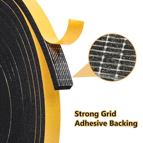 32Feet Weather Stripping (1/4 Inch X 1/16 Inch) Door Seal Strip, Strong Adhesive, Lightproof, Soundproof, Weatherproof Foam Tape Insulation for Sliding Door, Front Door Frame, Windows- Black - size: 1/4 Inch X 1/16 Inch X 32Feet