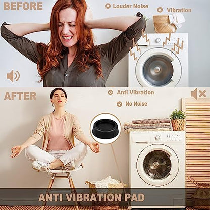 Anti Vibration Pads for Washing Machine, Dryer, Refrigerator, Table, Sofa, Bed & Other Furniture - Black Rubber Round Pads (Set of 8)