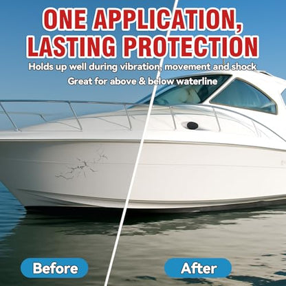 Black Marine Sealant, High Bond Strength Marine Silicone Sealant, Fast Cure, UV Resistant, Waterproof Marine Adhesive for Boats, Hulls, Decks, 3.38 oz