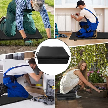 JZHLLA Foldable Mechanics Mat for Garage Work, 48 X 16 X 1.2 in Thick EPE Knee Pad Waterproof PU Leather Folding Mat with Carry Handle Portable for Garage, Garden, Home Gym Kneel or Lie Down