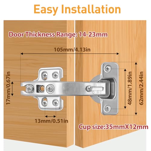 TamBee 135 Degree Cabinet Hinges, Lazy Susan Hinges for Corner Cabinets, Hidden Hinges for Kitchen Folded Doors - 3D Adjustment, Cupboard Hinges Replacement, Brushed Nickel 1 Pair - style: 135°