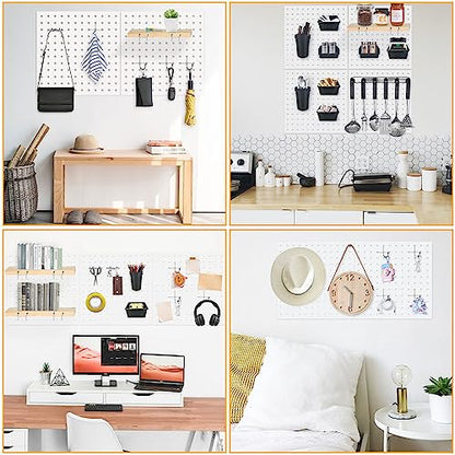 8Pcs Pegboard, Peg Board, Metal Pegboard Wall Organizer Panels Accessories, Mount Display Pegboard Kits for Walls Garage Craft Room Office Workshop, Easy Installation (White) - style: Metal pegboard-8pack