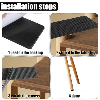 12 Pcs Non Slip Furniture Pads,Self Adhesive Rectangle Non Skid Furniture Grippers for Hardwood Floors Couch Stoppers to Prevent Sliding for Recliners Sofa Chairs(Black,5.7×1.8 in)