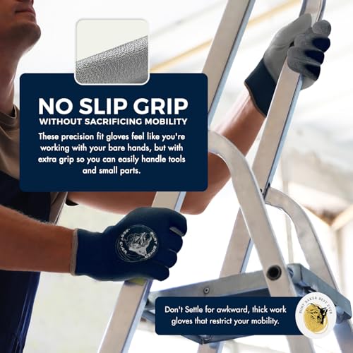 No-Slip Grip Boost Lightweight Work Gloves (PRECISION FIT) Heavy Duty Dipped Slip Resistant Men & Womens - size: Large