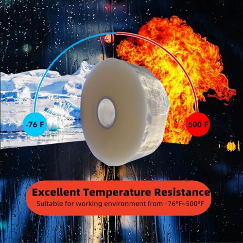 Self Sealing Fusing Silicone Tape Clear, 1 in Wide 36Feet Heavy Duty & Leak Proof Rubber Waterproof Hose Tape Pipe for Water Emergency Pipeline Repair Cable Winding Insulating (0.5mm in Thickness) - color: Clear, size: 1-Inch x 36-Feet