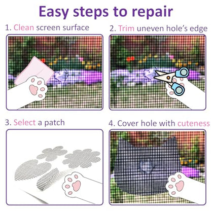 Cute Window Screen Repair Kit (10 Sheets) Mesh Screen Patch Tape for Windows