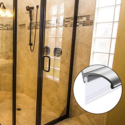 Tondiamo 2 Roll Shower Door Bottom Seals,Clear Shower Sweep Door Seal Silicone Replacement Parts for Bathroom Kitchen, 74 Inches in Total