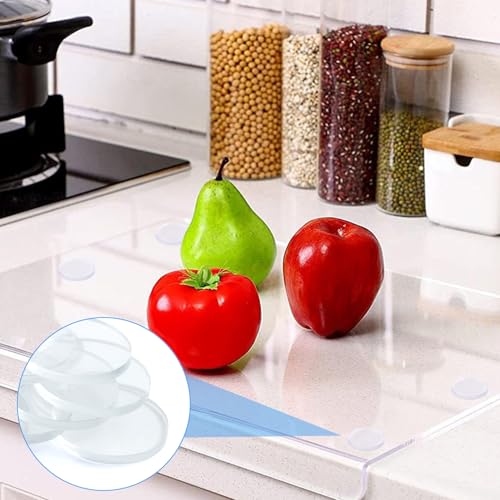 20 PCS Glass Table Top Anti Slip Pads, 0.8" Non-Adhesive Clear Rubber Bumpers Round Table Protector Grippers to Keep Furniture Cabinet Door from Sliding
