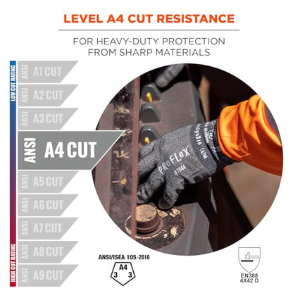 Ergodyne ProFlex 7044 Cut Resistant Work Gloves, ANSI A4, PU Coated Palms for Flexible No Slip Grip. Superior Fit and Feel - size: Small