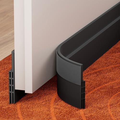 GroTheory 2 Pack Under Door Draft Stopper, Home Improvement, Weather Stripping Door Seal, Bottom of Door Sweep, Garage Window Blocker Noise Dust Insulation Draft Guard, 39" L, Black - color: Black