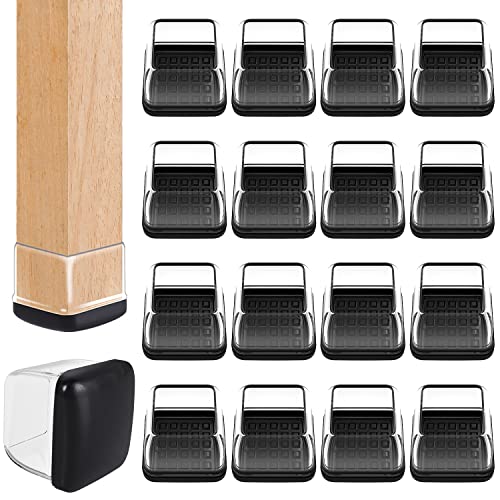 Ezprotekt Chair Leg Sliders for Carpet, 24 Pcs Square Chair Glides for Carpet, Carpet Furniture Pads Stool Leg Protectors Caps, Carpet Furniture Glides Quickly and Easily (L Fit:1" - 1.4") - size: L - Clear
