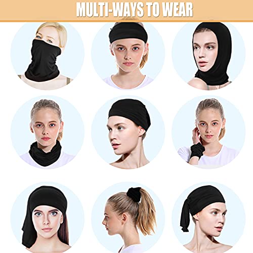 Neck Gaiter Bandana Face Mask: Sun Cooling Scarf Gator Cover Head for Men Women - color: Black&grey&green&blue