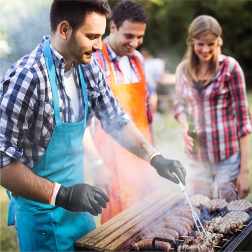 ANBOSON BBQ Gloves for Cooking Baking Grilling, 100 Count Disposable Nitrile Gloves and 4 Count Cotton Glove Liners Washable (6mil Nitrile, X-Large) - size: X-Large, style: 6mil Nitrile