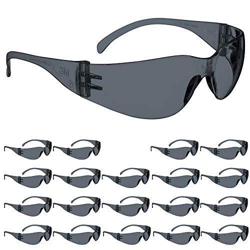 3M Safety Glasses, Virtua, 20 Pair, ANSI Z87, Unisex, Gray Hard Coat Lens, Gray Frame, Affordable Eye Protection, Lightweight, Wraparound Coverage, UVA, UVB, UVC - size: Pack of 20, style: Hard Coat