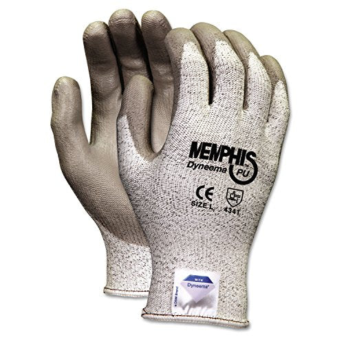MCR Safety Memphis 9672L Memphis Dyneema Polyurethane Gloves, Large, White/Gray, Pair