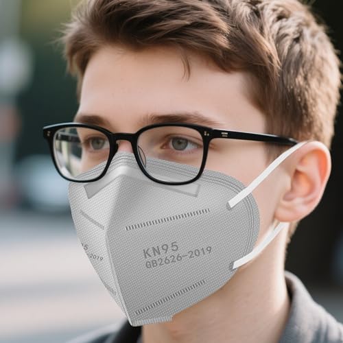 LEMENT KN95 Face Masks,100 Pack Breathable Cup Dust Disposable Masks For Adults,Grey - color: Adult-100 Pack-grey