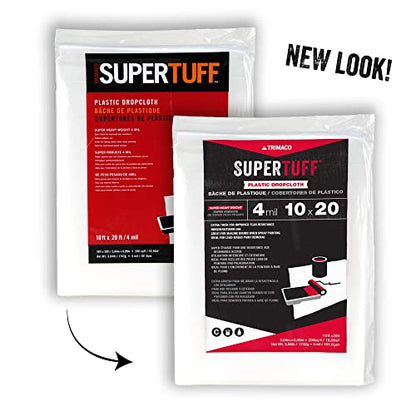 Trimaco SuperTuff 4 mil Plastic Dropcloth, 10-feet x 20-feet - size: 10-feet x 20-feet, style: 4 mil