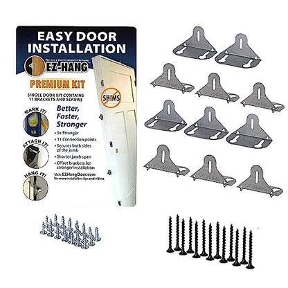 Premium Door Installation Kit - Strongest Door Installation on The Market. Includes 11 Brackets and All Screws