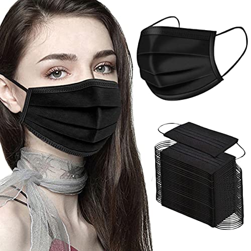NNPCBT Black Disposable Face Masks 50PCS 3 Ply - color: Adult-50 Pack-black