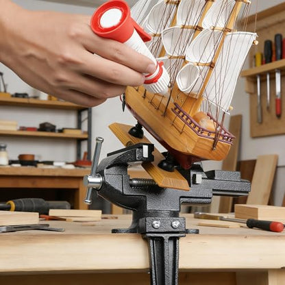 Table Vise, 3.3" Jaw Width, 2 in 1 Bench Vise Universal Rotate 360° Work Clamp-On Vise, Table Vice With Two Multifunctional Jaw and Quick Adjustment Button for Woodworking, DIY, Metal Working and More