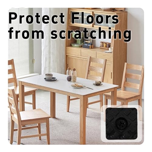 16PCS 22x22mm Black Square Furniture Pads, Non-Slip Heavy Duty Screw-on Furniture Feet, Noise-Canceling Rubber Sliders for Table Desk Chair Sofa Legs