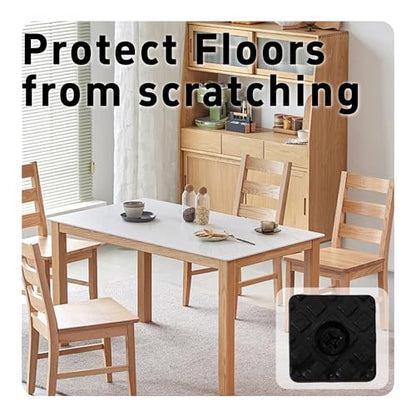 16PCS 22x22mm Black Square Furniture Pads, Non-Slip Heavy Duty Screw-on Furniture Feet, Noise-Canceling Rubber Sliders for Table Desk Chair Sofa Legs