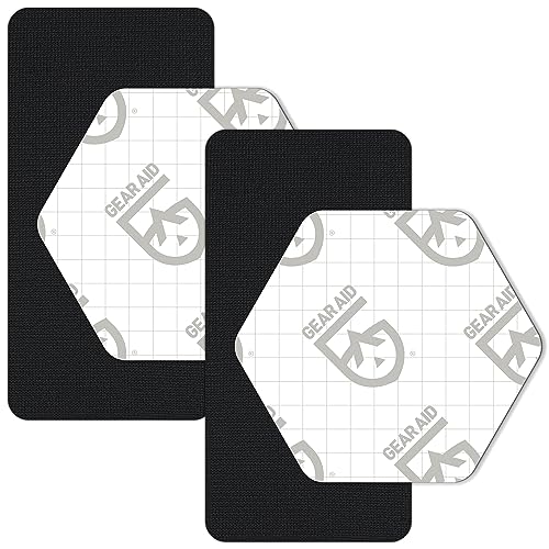 GEAR AID Tenacious Tape Gore-TEX Fabric Patches for Waterproof Jacket & Rain Gear Repair, Black, 2.5” x 2.8” Hex & 2.5” x 4” Rectangle, 4 Patches - size: 4 Patches (2 Hex & 2 Rectangle)