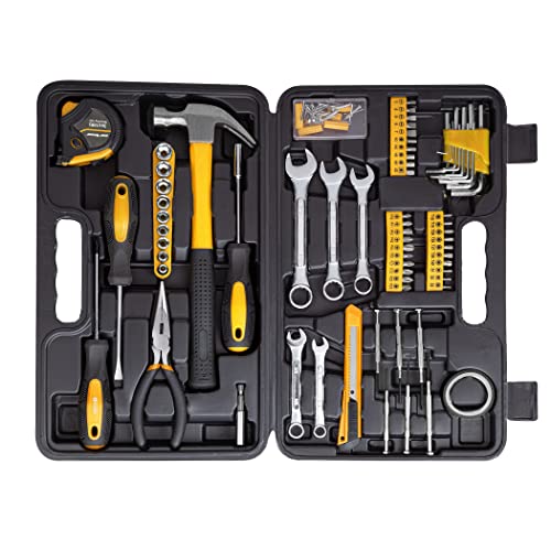 CARTMAN 148 Piece Tool Set General Hand Tool Kit with Plastic Toolbox Storage Case, Automotive Set Yellow - color: Yellow
