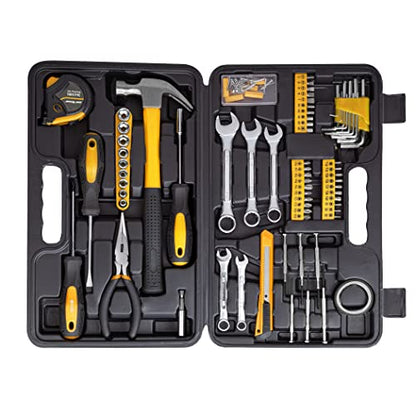 CARTMAN 148 Piece Tool Set General Hand Tool Kit with Plastic Toolbox Storage Case, Automotive Set Yellow - color: Yellow