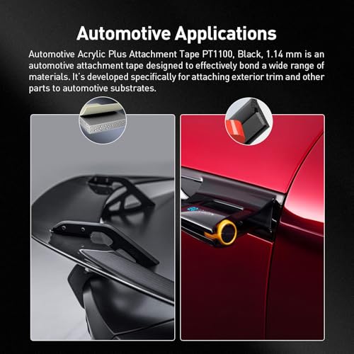 Automotive Acrylic Plus Attachment Tape 0.39" x 18Ft Made of 3M Pack of 2 Double Sided Tape PT1100 Heavy Duty for Moldings Claddings Panels Pads and Other Car Automotive Applications - size: 0.39" X 18ft