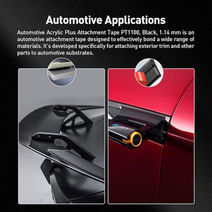 Automotive Acrylic Plus Attachment Tape 0.24" x 18Ft Made of 3M Pack of 2 Double Sided Tape PT1100 Heavy Duty for Moldings Claddings Panels Pads and Other Car Automotive Applications - size: 0.24" X 18ft
