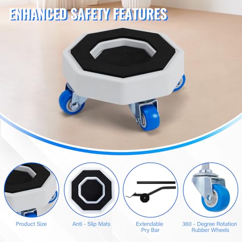 New Upgrade Furniture Sliders, Furniture Lift Heavy Duty Furniture Moving System with Roller Dolly Set Mover Tool Set750LBS- 4 Hexagonal Sliders with 4 Blue Wheels and Moving Rod - size: 770LBS