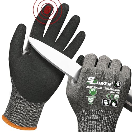 Schwer ProGuard Highest Level Cut Resistant Work Gloves PR3326 for Extreme Protection，ANSI A9 Cut Gloves with Reinforced Thumb, Non Slip, Breathable, Durable, Touch-screen, Black 1 Pair（S） - color: Black, size: Small