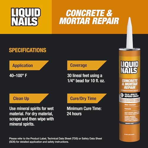 Liquid Nails Tough Repair 10.3 oz. Gray Interior and Exterior Concrete and Mortar Repair Adhesive