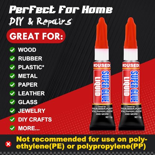 WOUSEDO 12 X 3g Super Glue Liquid, Clear Strong Adhesive,Fast Drying Cyanoacrylate Glue for Wood, Rubber, Leather, Plastic, Metal, DIY Crafts and More - size: Pack of 12, style: Liquid