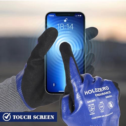 Nitrile Fully Coated Work Gloves Abrasion Cut Resistant A4 Waterproof 2 Pairs Blue M/L/XL - size: Medium