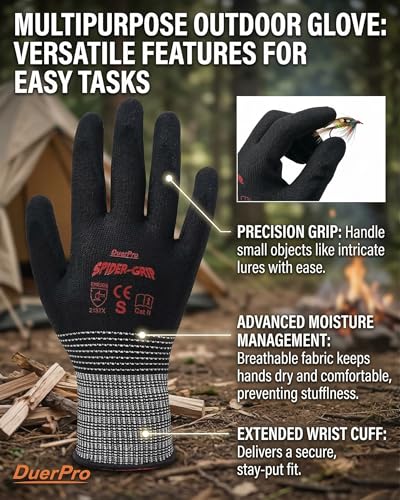 Coated Work Gloves Smartphone-Compatible High-Gauge Construction Moving Warehouse Work DIY Gardening SPIDER-GRIP - size: Medium