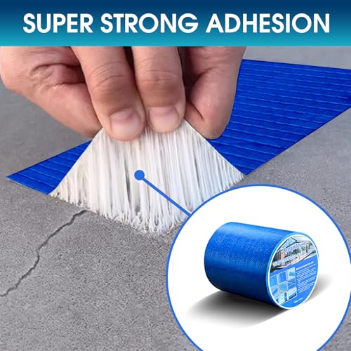 Blue Waterproof Butyl Sealant Tape with Strong Adhesive,Heavy Duty Duct Tape for Pool Cover,Pool Liner Repair,RV Awning,Camper Patch,Pipe,Boat Leak Sealing,Roof Crack and Holes,Gutters Fix(4" x 16Ft)