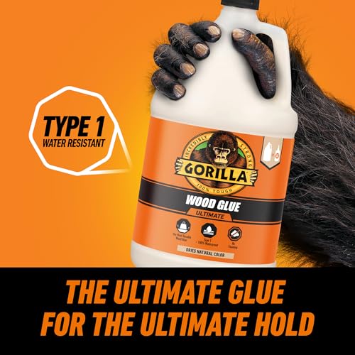 Gorilla Wood Glue Ultimate, Waterproof High‑Strength Wood Glue, Natural Dry Finish, 1 Gallon - size: 1 Gallon (1 Pack)