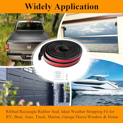 2 Pcs 326A0004 Ribbed Bulkhead Seal Strip 3/5" X 65", Tonneau Cover Bulkhead/Service Kit/Self-Adhesive EPDM Foam Rubber Seal W/Tape/Ideal Weather Stripping - style: 2 Pcs