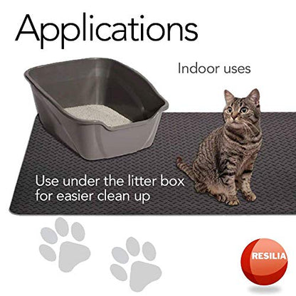 RESILIA Garage Mat, Prevents Stains Decorative Embossed Diamond Plate Pattern Black, 3 Feet x 4 Feet, Made in The USA