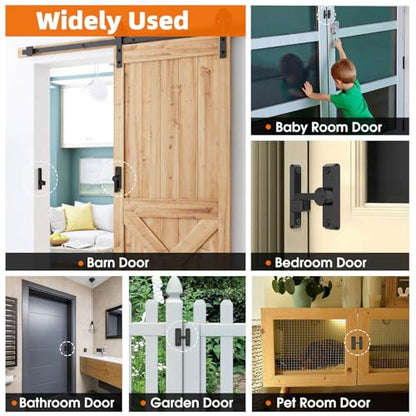Barn Door Latch, 90/180 Degree Latch, Protect Privacy - Zinc Sliding Latches, Door Security Hardware for Bathrooms, Garages, Bedrooms, Fences, Cabinets (Black-2) - color: Black-2
