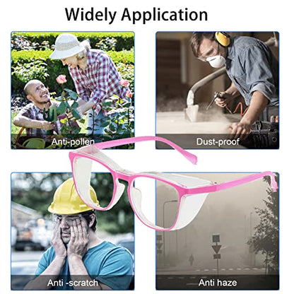 Safety Glasses for Men Women Nurses Anti Fog Stylish Fashion Comfortable Goggles with Side Shields Eye Protection for Adult - color: 3-pack: Pink, Black, Clear