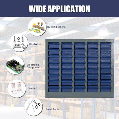 biosp 40 Drawers Bolt and Nut Tool Storage Cabinet Parts Cabinet Hardware Organization Shelves Bolts Bin Tool with ABS Material Drawer Label Stickers for Tool Hardware Storage, Grey