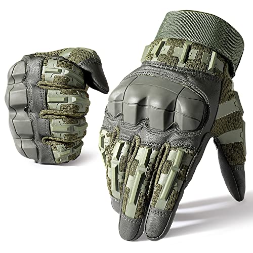 WTACTFUL Rubber Guard Tactical Gloves for Men Touchscreen Airsoft Motorcycle Hunting Outdoor - color: Green, size: X-Large